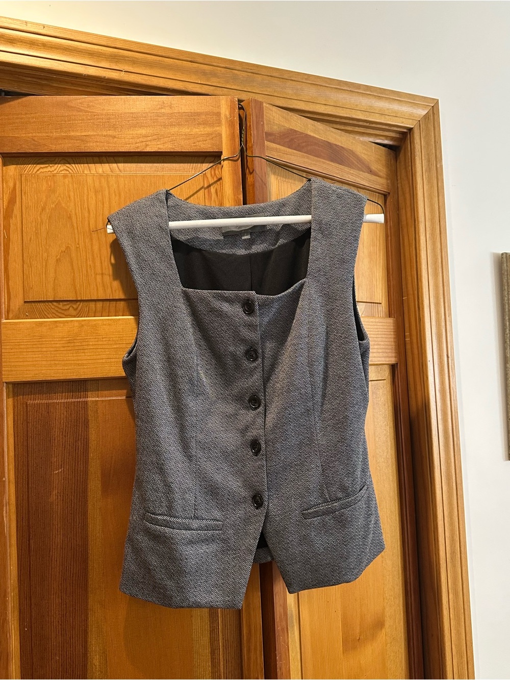 Anthropologie Women's Gray Sleeveless Button-Front Vest Jacket